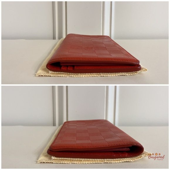 Authentic Louis Vuitton Red Damier Infini Leather Brazza Bifold Wallet - Picture 5 of 12